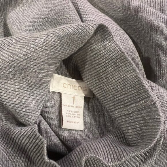 Chico's Gray Sleeveless Mock Neck Pullover Sweater Size M - Picture 8 of 8